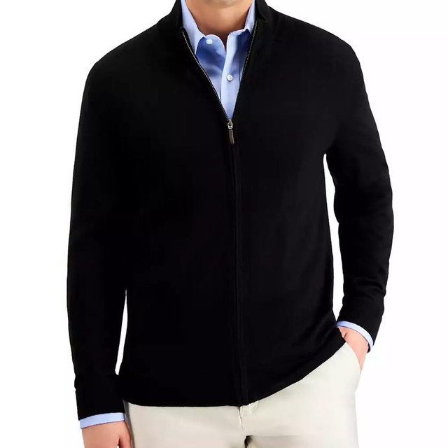Club Room 男款美利奴羊毛前拉链毛衣