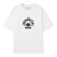 马克华菲【时尚舒适】男士短袖T恤2024男夏款潮流圆领印花短袖上衣t恤男 白色（宽松版） XL