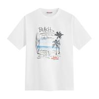 马克华菲【夏威夷海滩风刺绣】24夏圆领标准型纯棉男士休闲百搭短袖T恤衫 213漂白 S