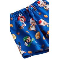 H&M童装男童裤子2024夏季时尚休闲印花松紧腰短裤1133844 亮蓝色/超级马里奥 120/53