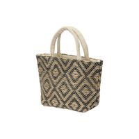 無印良品 MUJI（無印良品 ） 印度手工织 小型托特包 购物袋 手提包 手拎包 度假沙滩包 黑色