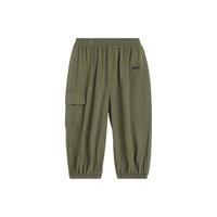 英氏（YEEHOO）男童裤子儿童休闲裤中大童装七分裤夏季轻薄透气束脚裤 军绿 150 