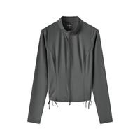 森马（Semir）外套女紧身纯色抽绳上衣小心机2024夏季凉感防晒夹克109324108001 褐灰20845 XS