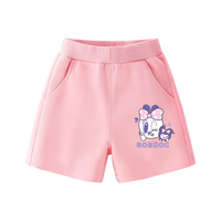 BoBDoG巴布豆儿童短裤女童裤子夏季薄款纯棉宝宝五分裤婴儿衣服运动童装 粉 吐舌小丽X 90