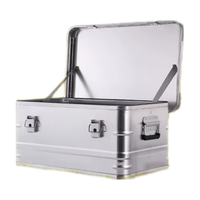 BORY户外收纳箱露营镁铝合金大号汽车车载后备箱金属全铝大容量储物箱 银色露营箱30L 空箱