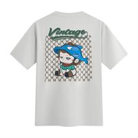 马克华菲【后背大卡通印花】24夏圆领字母印花复古可爱男士休闲短袖T恤 263浅灰 2XL