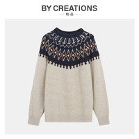 柏品 男士纯羊毛费尔岛提花圆领毛衣 MY-582-E09