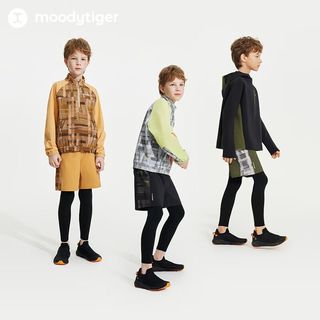  moodytiger 透气高弹 儿童运动裤