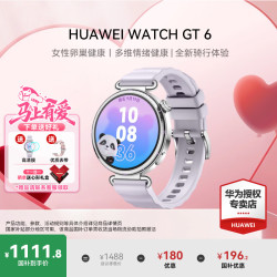 华为 WATCH GT 6 智能手表 41mm 流光紫 氟橡胶表带（北斗、GPS、血氧）