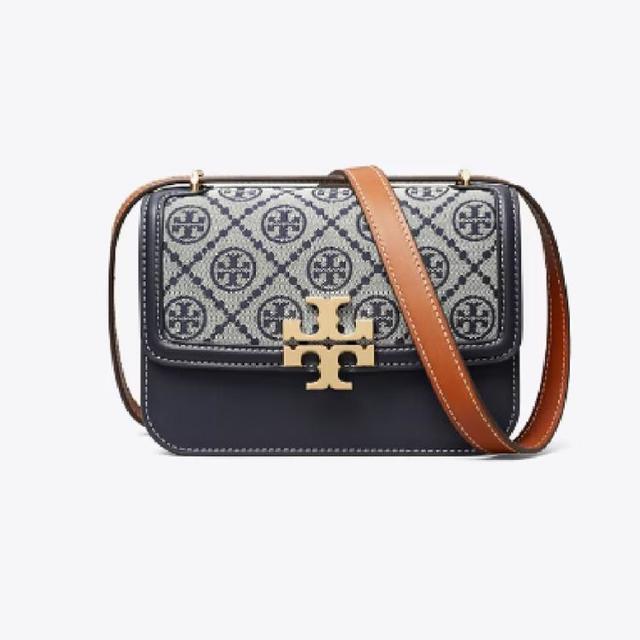 TORY BURCH T MONOGRAM系列经典提花拼色单肩斜挎两用小方包