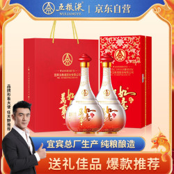 五粮液 万事如意人和福 浓香型白酒52度500ml*2瓶礼盒装