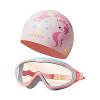  Kappa/卡帕 防雾 泳镜泳帽套装  KP237134粉拼蓝 均码（F）