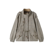 谜底 大衣女2025秋季新品猎装感收腰落肩保暖毛呢短外套253MD1074