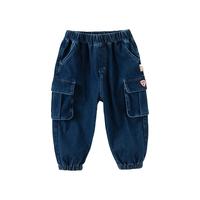 戴维贝拉（DAVE＆BELLA）秋天男童裤子儿童牛仔裤男宝宝工装裤休闲小童长裤秋季童裤 牛仔蓝 100cm(身高90-100cm)