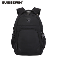 SUISSEWIN 祥兴百搭黑色多功能简约书包轻便防泼水双肩包SN9017