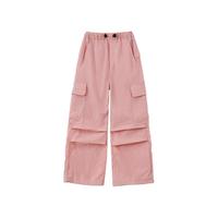 Kappa Kids卡帕童装2024年春夏季女童宽松直筒长裤中大童工装裤子 浅粉色  150