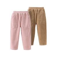 戴维贝拉（DAVE＆BELLA）中大童灯芯绒长裤儿童直筒裤小女孩休闲裤秋季童裤男童裤子 棕色 160cm(身高150-160cm)