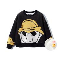 HOO 加绒加胖大码冬季爆款卡通人像宽松男童毛衣