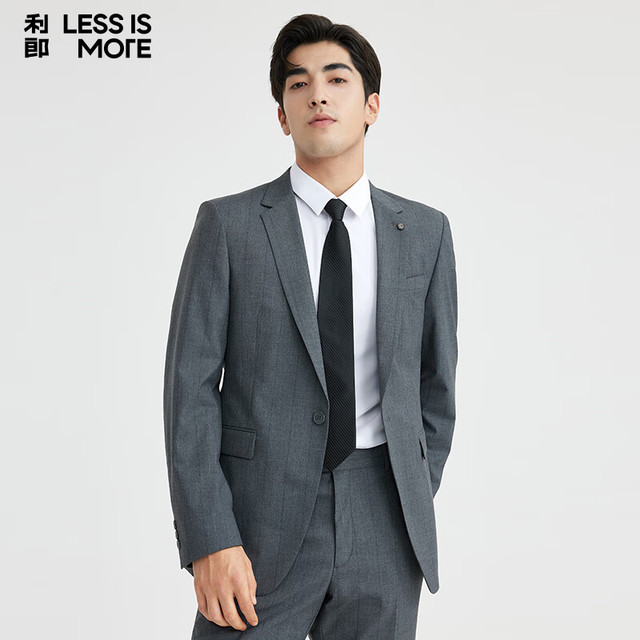 利郎 男士西服套装 TR竖条纹仿羊毛商务二件套