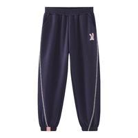 迪士尼（Disney）童装女童针织分割运动长裤2024年春秋装儿童多巴胺卫裤裤子 藏青 140