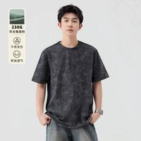 快鱼 短袖T恤男士夏季宽松华夫格休闲潮牌运动上衣