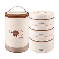 爱仕达（ASD）饭盒便当盒可微波炉加热便携餐盒3件套装RWS03H10WG 象牙白 3层 1100ml