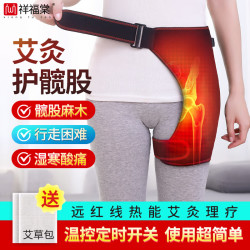 祥福棠远红外电加热护髋带股骨头臀部保暖按摩护胯神器艾灸理疗关节护具 黑色12V热敷