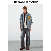  URBAN REVIVO 撞色拼接 男士牛仔衬衫