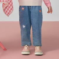 Paw in Paw Paw in  Paw 卡通小熊童装25年秋季新款女宝宝休闲牛仔裤宽松舒适