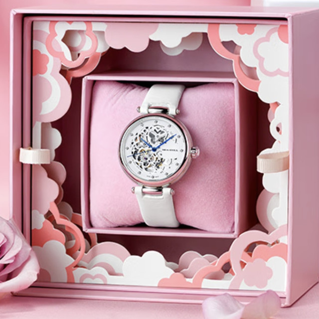 年货不打烊：海鸥 38毫米自动上链腕表 813.15.6102L 白色表带款 礼盒装