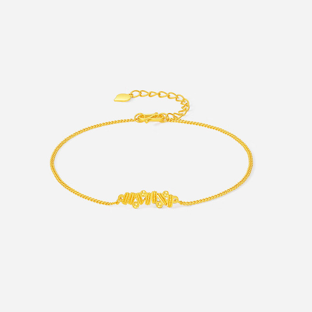 周六福 5G工艺黄金手链女车花足金 16+3cm 约1.96g