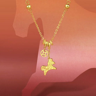 今日必买：周六福 闪靓马黄金项链女生肖马吊坠 约3.73g 40+5cm