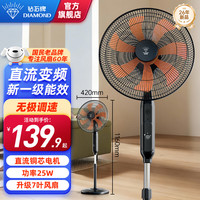DIAMOND 钻石牌（DIAMOND）电风扇落地能效铜线电机立式大风力扇轻音节能劲风远距电扇LX 14寸无级变速机械款