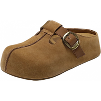 百丽 周雨彤同款 女士勃肯鞋 棕色-半拖版 38 (240mm)