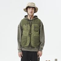 思凯乐 户外情侣款工装款双料拼接V领保暖夹棉马甲