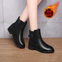富贵鸟 头层牛皮丨富贵鸟马丁靴女短靴秋冬英伦风加绒保暖短筒女靴