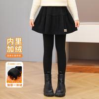 巴黎嫒宝时 假两件裙裤女童加绒裤子冬季外穿加厚长裤儿童裤裙