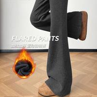 韩都衣舍 喇叭裤女2025冬季保暖显瘦高级感休闲裤子