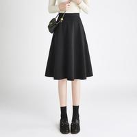 她池 秋冬女士高腰A字百褶伞裙