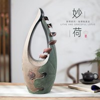 陋石坊 装饰流水摆件客厅书房玄关电视柜桌面家居礼品生财摆设 S066-1妙荷流水小号