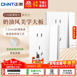 CHNT 正泰 X1M 开关插座 免喷涂奶油风大板 五孔 菱花白
