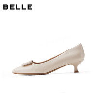 BeLLE/百丽 真皮 女士高跟单鞋 米白色 40 (250mm)