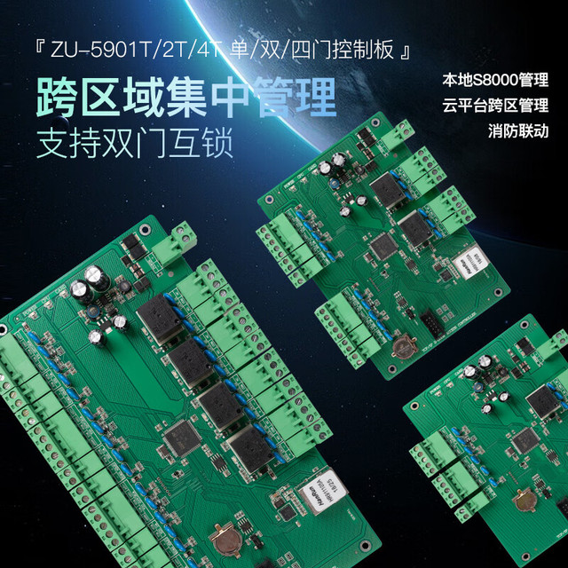 中优门禁 中优ZUU中优门禁控制器 单 双 四门网络门禁控制板 多门互锁 常开常闭 ZU-5901T单门控制器