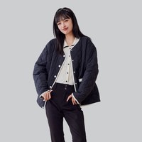 A21 女装梭织宽松小落肩开胸薄短棉服 F434214004-M