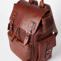 BRUNELLO CUCINELLI 男士编织小牛皮拼接双肩包 261MBXOBU356