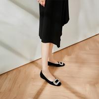 玖熙 倾城之恋秋季百搭方头粗跟精致柔和气质日常穿搭逛街通勤鞋子