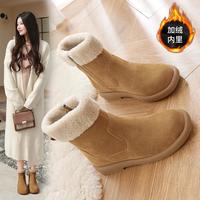 ZGR 侧拉链雪地靴女秋冬季加绒厚底短靴女户外靴子时装靴