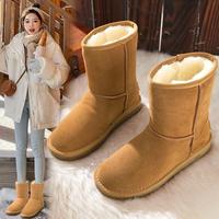 ZGR 加绒加厚面包鞋保暖中筒靴东北户外棉鞋防滑雪地靴女