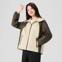 快鱼 宽松薄款夹克女2026年春新款撞色连帽防风外套运动休闲风上衣
