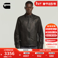 G-STAR RAW25年秋季机车复古风皮衣修身立领痞帅修身时尚舒适羊皮夹克男 黑色 M